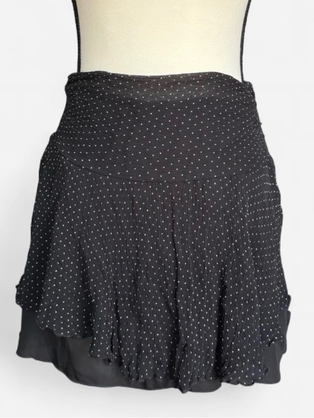 Express Black 100% Silk Shell Polka Dot Mini Skirt - Size 0